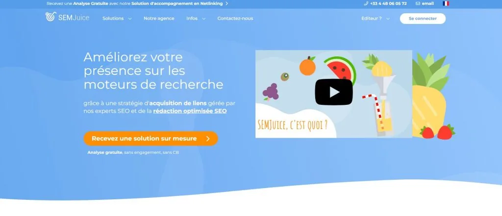 Page d'accueil de SEMJuice