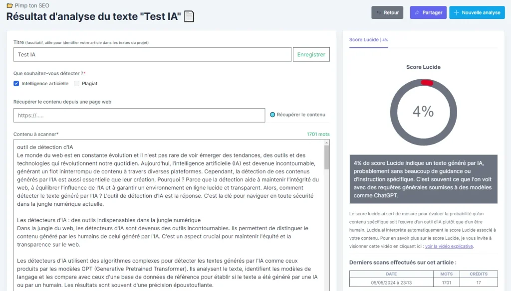 Outils lucide test
