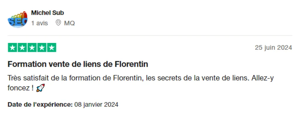 la formation Vente de Liens de Florentin Doreau — L’avis des clients de la formation