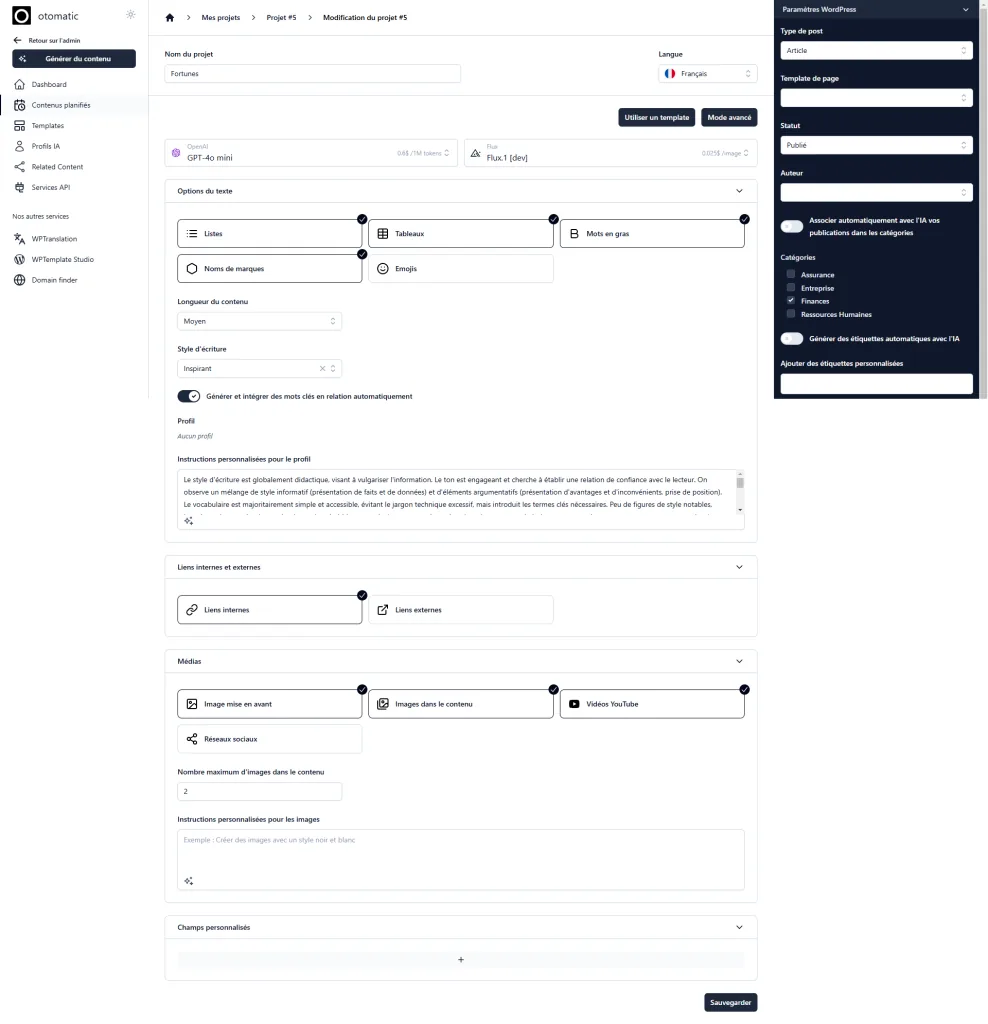 Otomatic AI — Liste des fonctionnalités